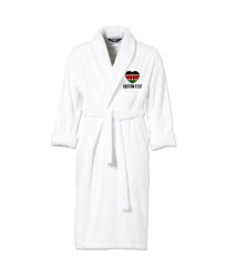 Kenya Flag Heart Shape Embroidery Logo with Custom Text Embroidered Bathrobes